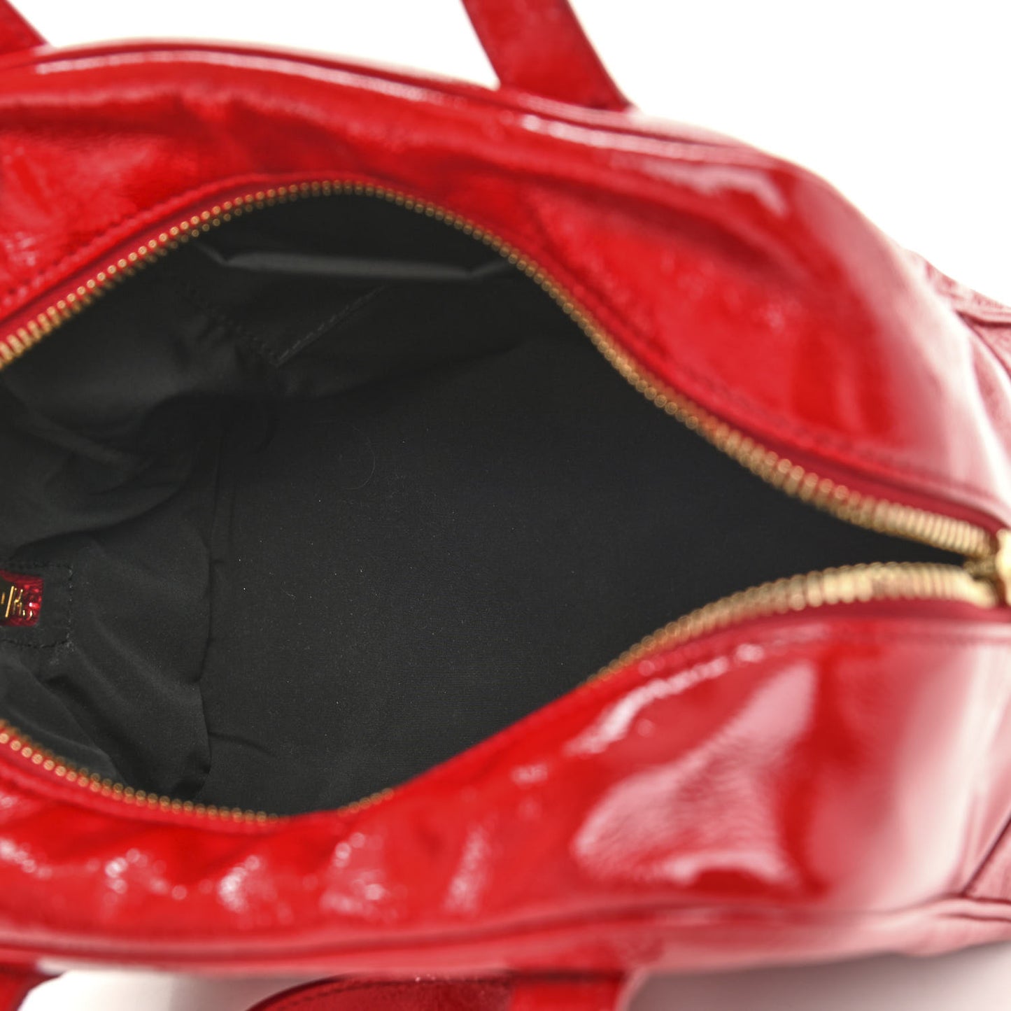 Textured Patent Mini Y-Mail Tote Red