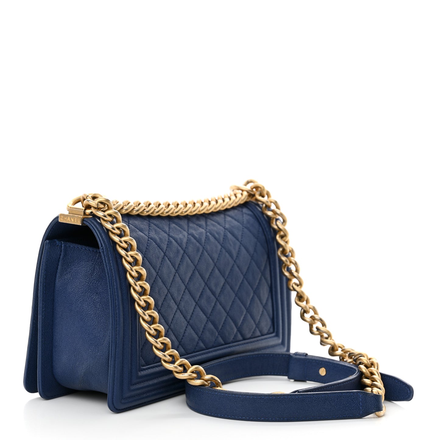 Caviar Quilted Medium Boy Flap Blue