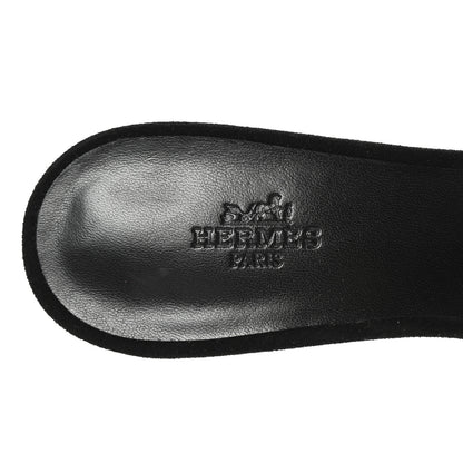 Hermes Suede Goatskin Crystal Oasis Sandals 39.5 Black 8 of 10