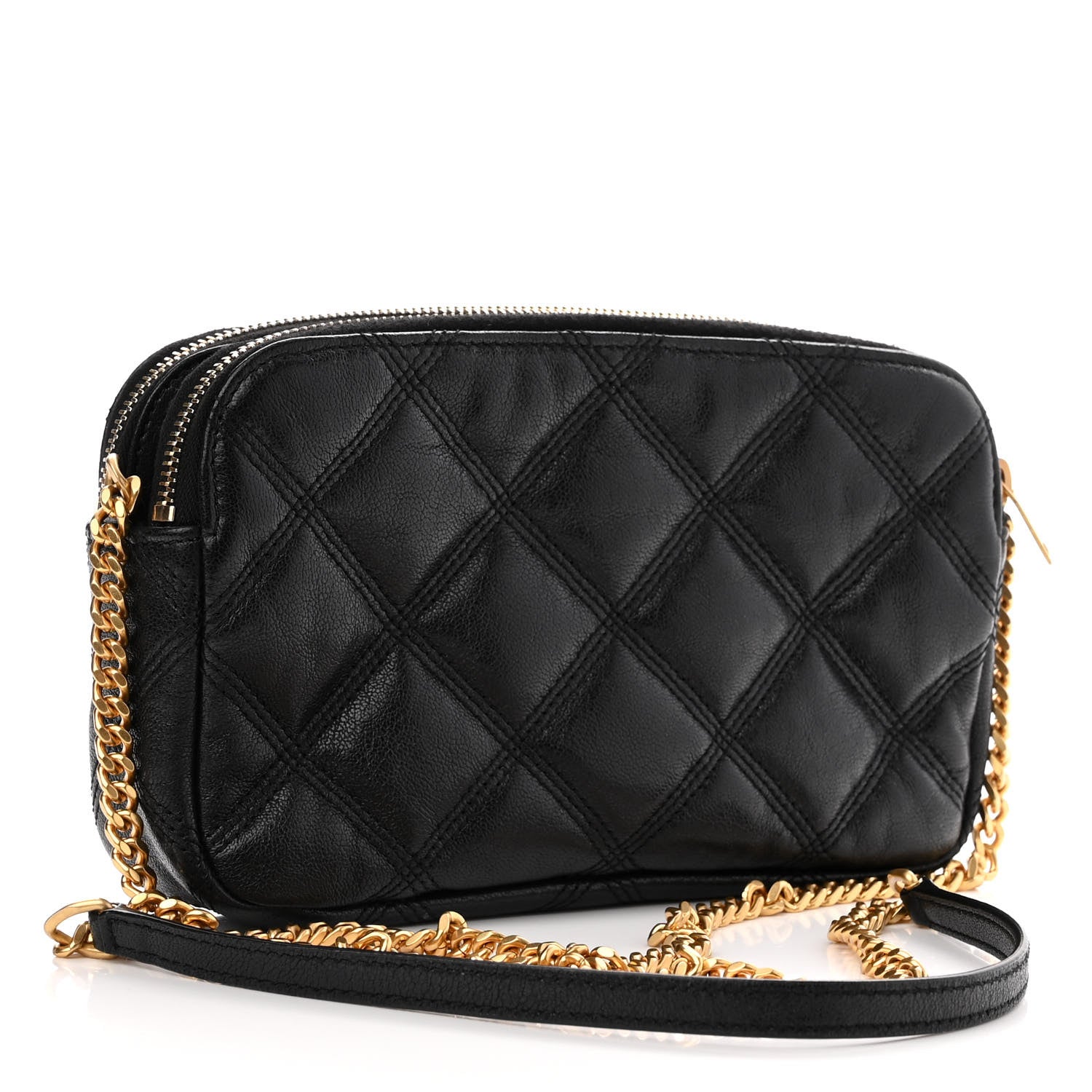 Saint Laurent Grained Lambskin Quilted Mini Becky Double Zip Bag Black 3 of 13