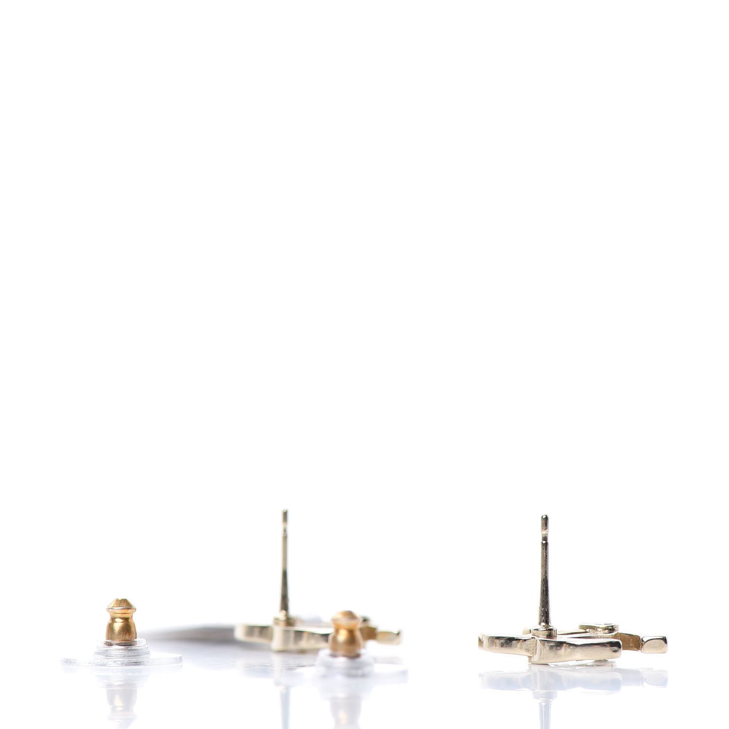 Crystal Metal CC Paris Button Stud Earrings Gold