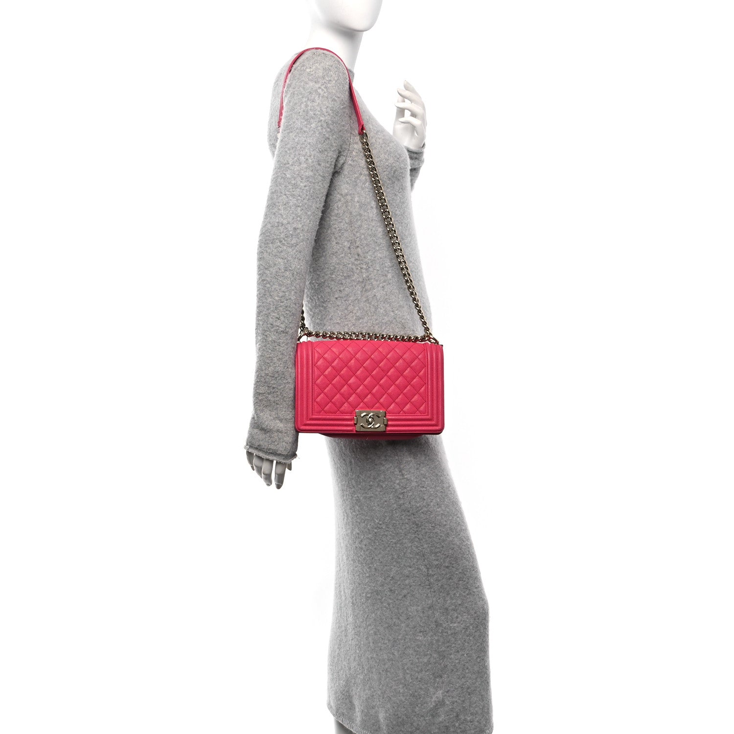 Chanel Caviar Quilted Medium Boy Flap Dark Pink 2 of 11