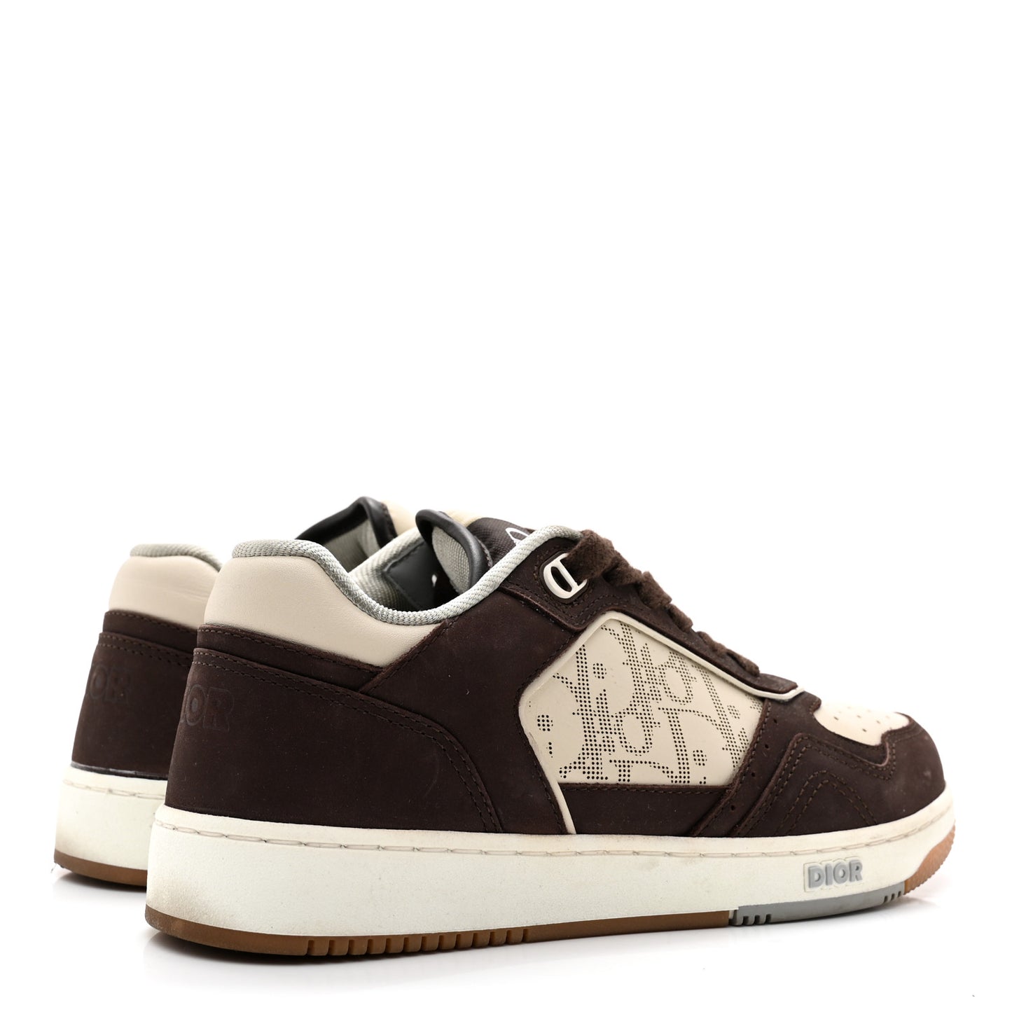 Nubuck Calfskin Oblique Mens B27 Low Top Sneakers 36 Brown Beige