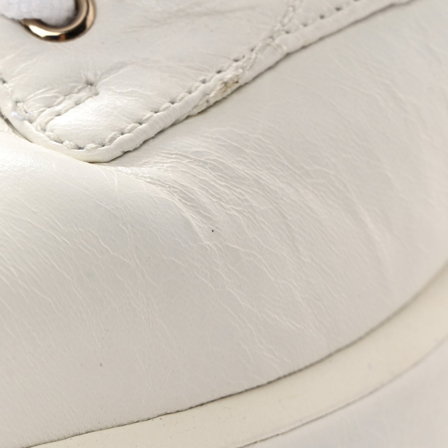 Crumpled Patent Lambskin Calfskin Quilted Lace Up Combat Boots 37 White Black