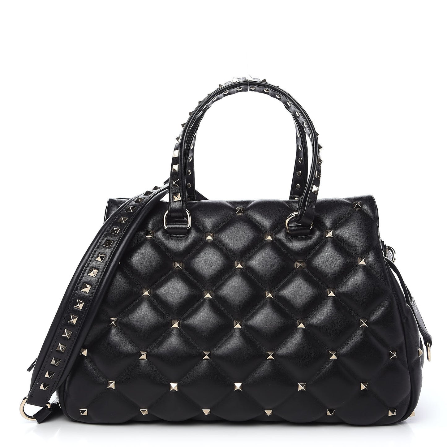 Nappa Candystud Double Handle Shoulder Bag Black