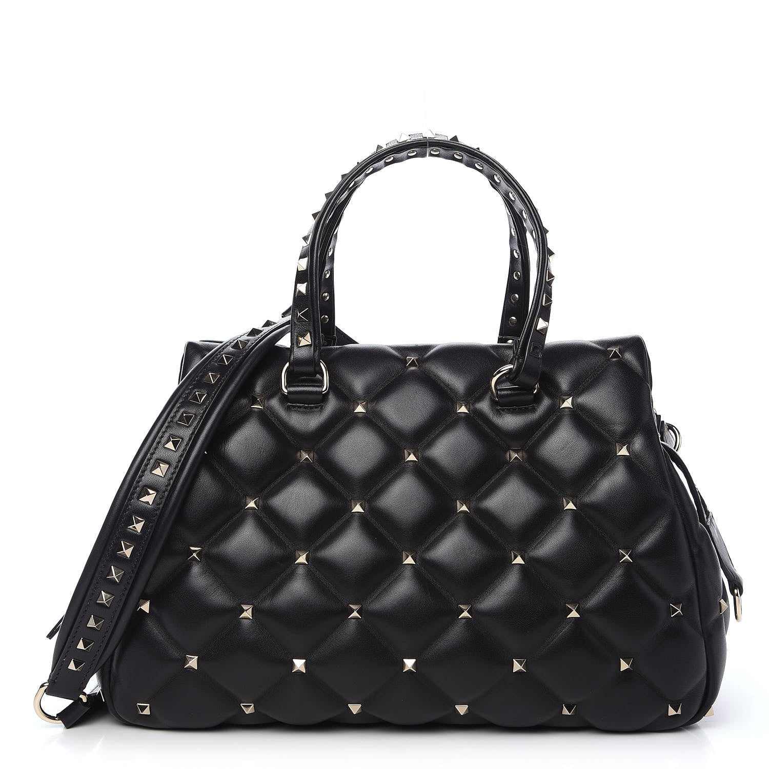 Valentino Garavani Nappa Candystud Double Handle Shoulder Bag Black 1 of 9