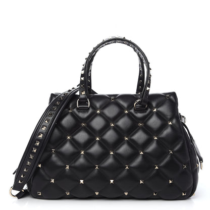 Valentino Garavani Nappa Candystud Double Handle Shoulder Bag Black 1 of 9