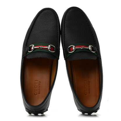 Gucci Road Calfskin Web Mens Horsebit Driver Loafers 10 Black 2 of 12