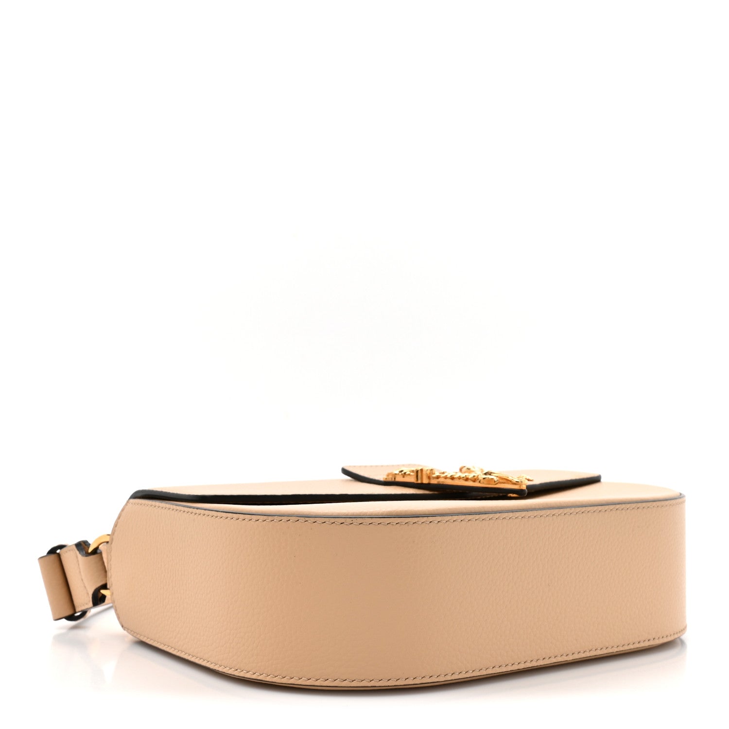 Versace Grained Calfskin Virtus Shoulder Bag Beige 4 of 11
