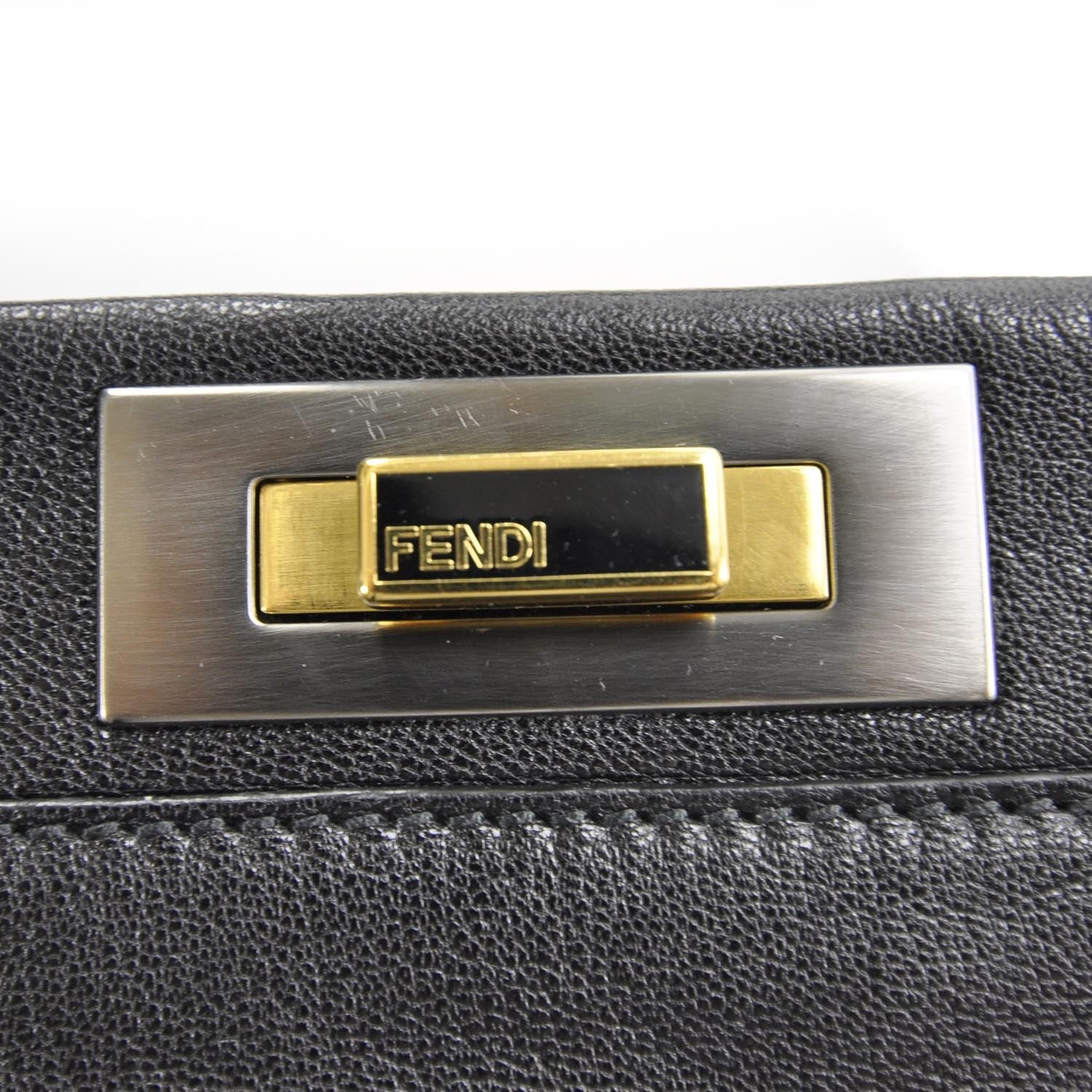 Fendi Goatskin Large Peekaboo Iconic Satchel Black 7 of 13