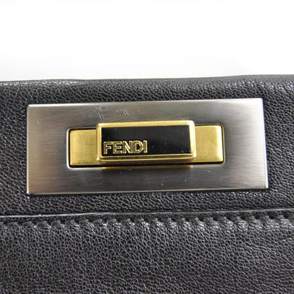 Fendi Goatskin Large Peekaboo Iconic Satchel Black 7 of 13