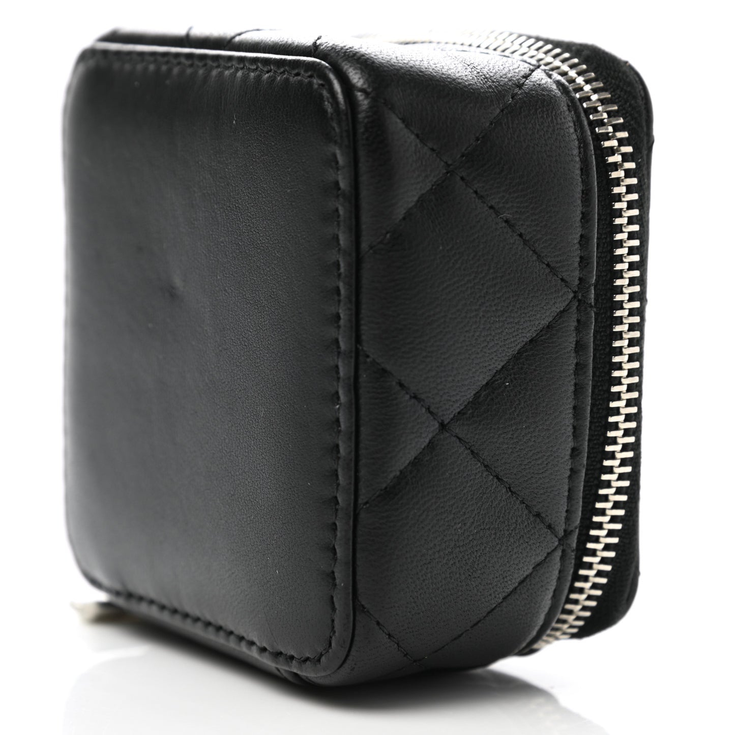 Lambskin Quilted Jewelry Travel Case Black