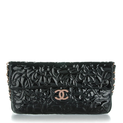 Chanel Patent Camellia Embossed Mini Flap Black 1 of 8