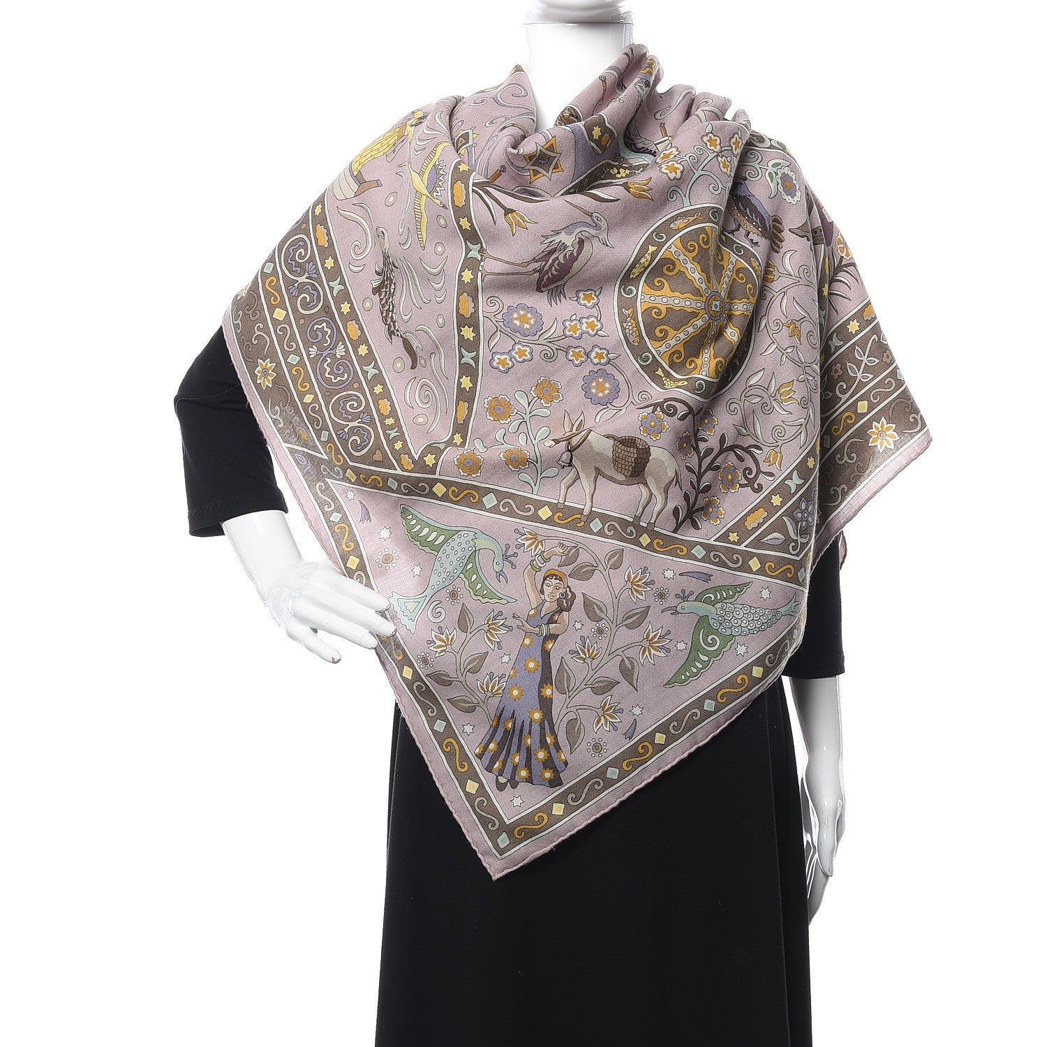 Hermes Cashmere Silk Peuple Du Vent Shawl 140 2 of 8