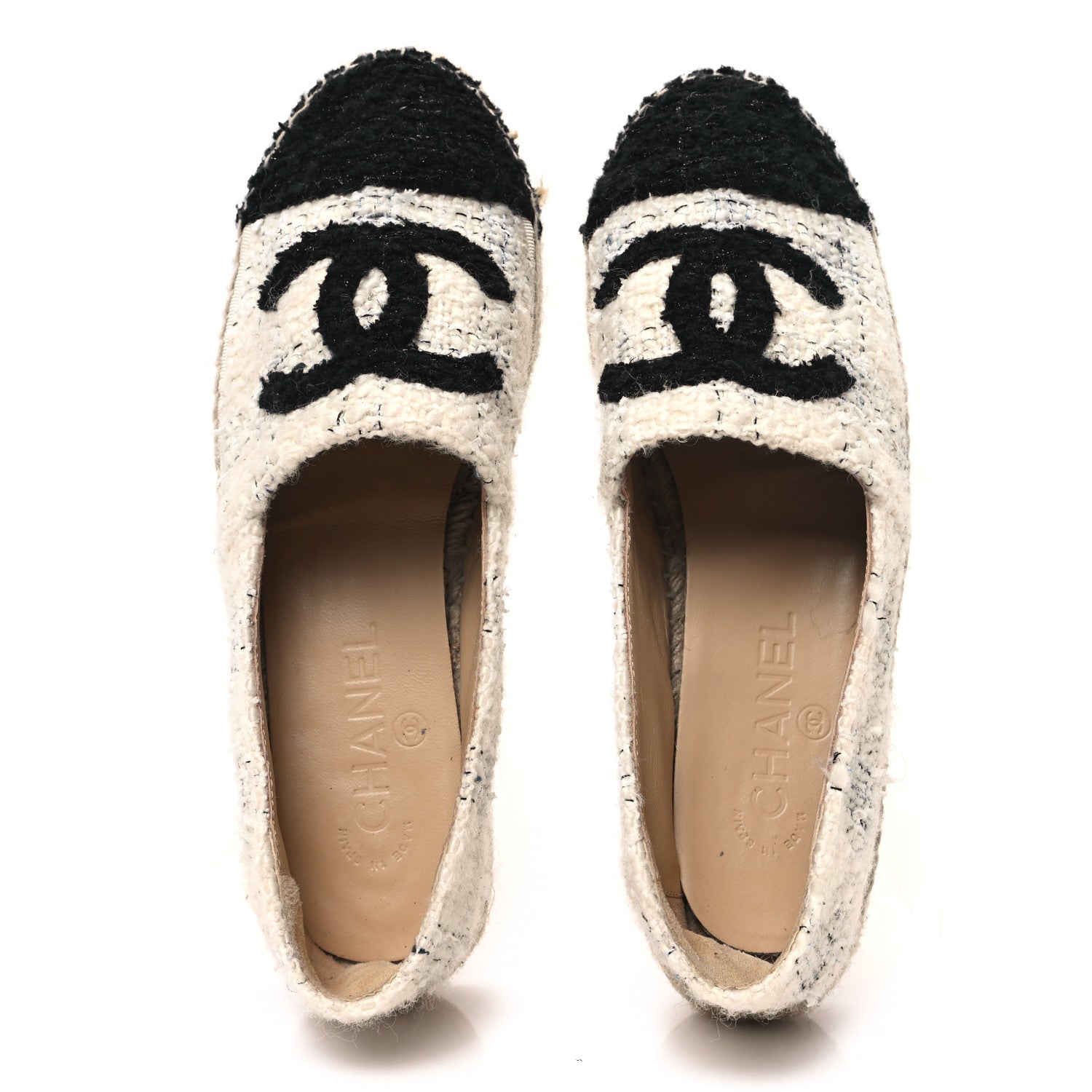 Chanel Tweed Grosgrain CC Espadrilles 39 White Black 2 of 9