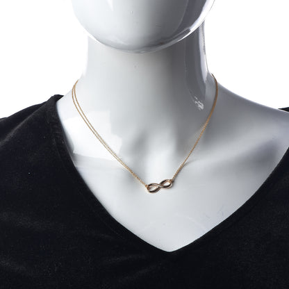 Tiffany 18K Rose Gold Infinity Double Chain Pendant Necklace 2 of 8