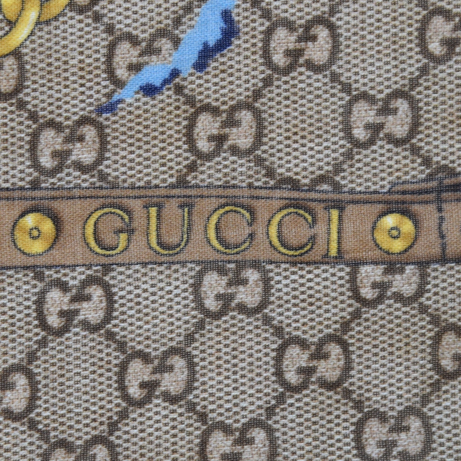Gucci Wool Jacquard GG Monogram Big Panshie Fringe Shawl Sapphire Beige 4 of 6