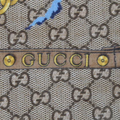 Gucci Wool Jacquard GG Monogram Big Panshie Fringe Shawl Sapphire Beige 4 of 6