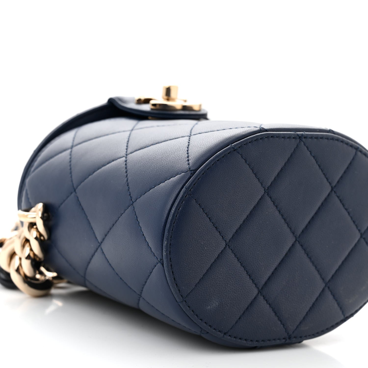 Chanel Lambskin Resin Elegant Chain Vanity Case Blue 9 of 10