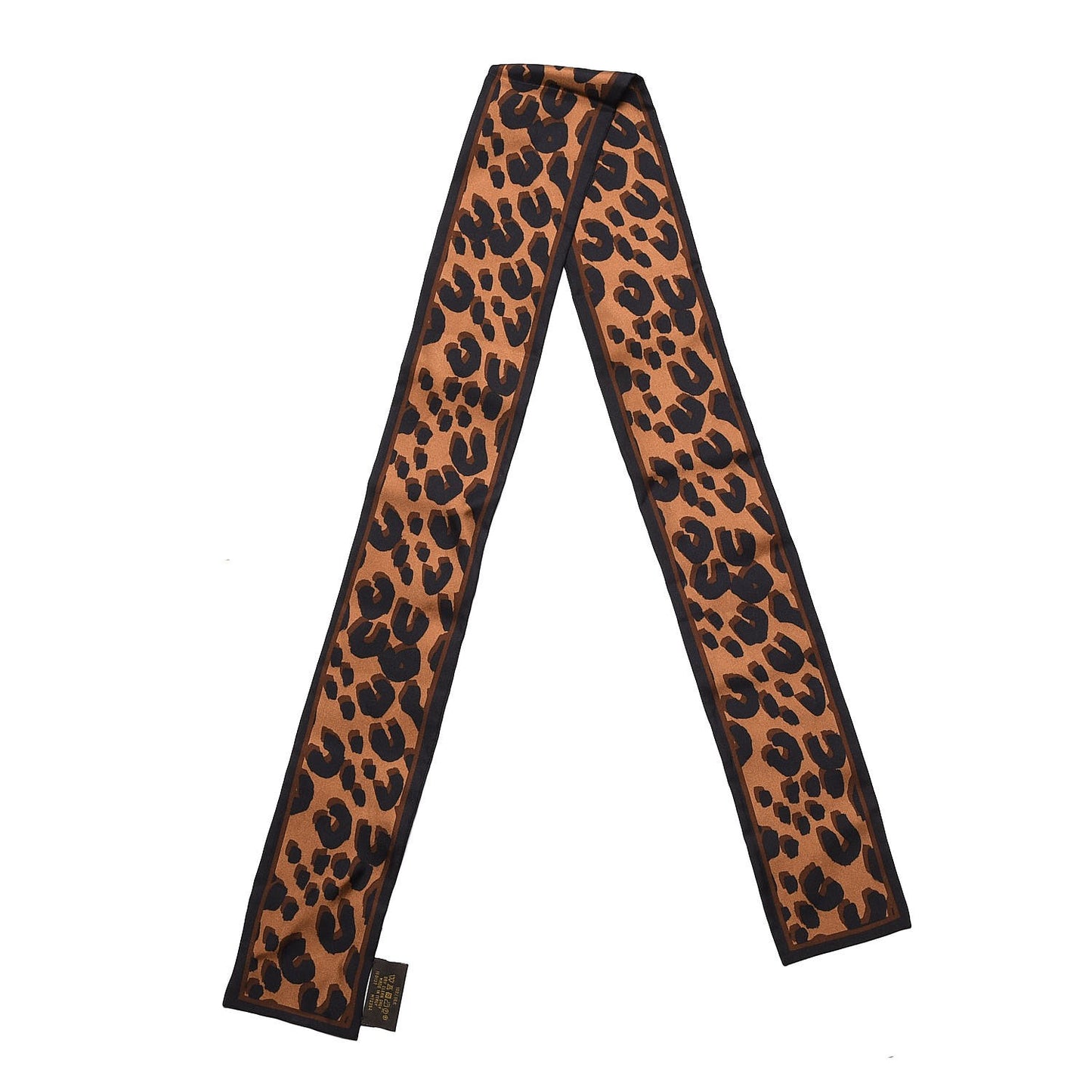 Silk Leopard Bandeau Scarf Marron