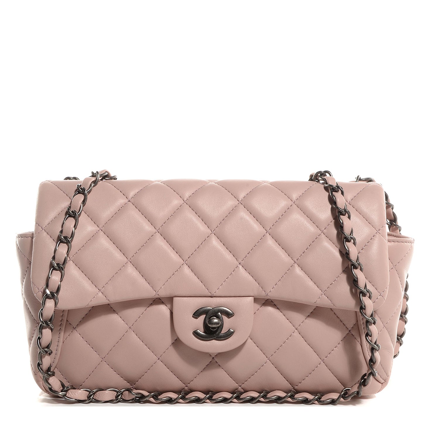 Lambskin Medium Around Pockets Flap Light Pink