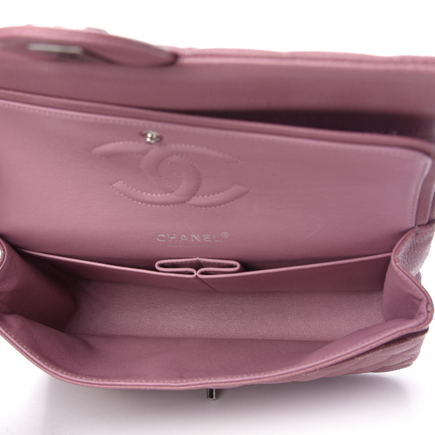 Caviar Quilted Medium Double Flap Pink