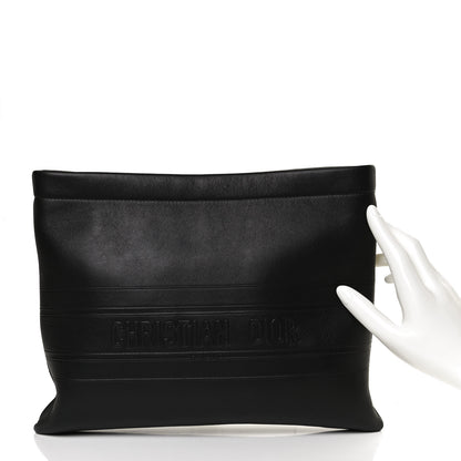 Christian Dior Calfskin Medium Diordouble Zip Pouch Black 2 of 14