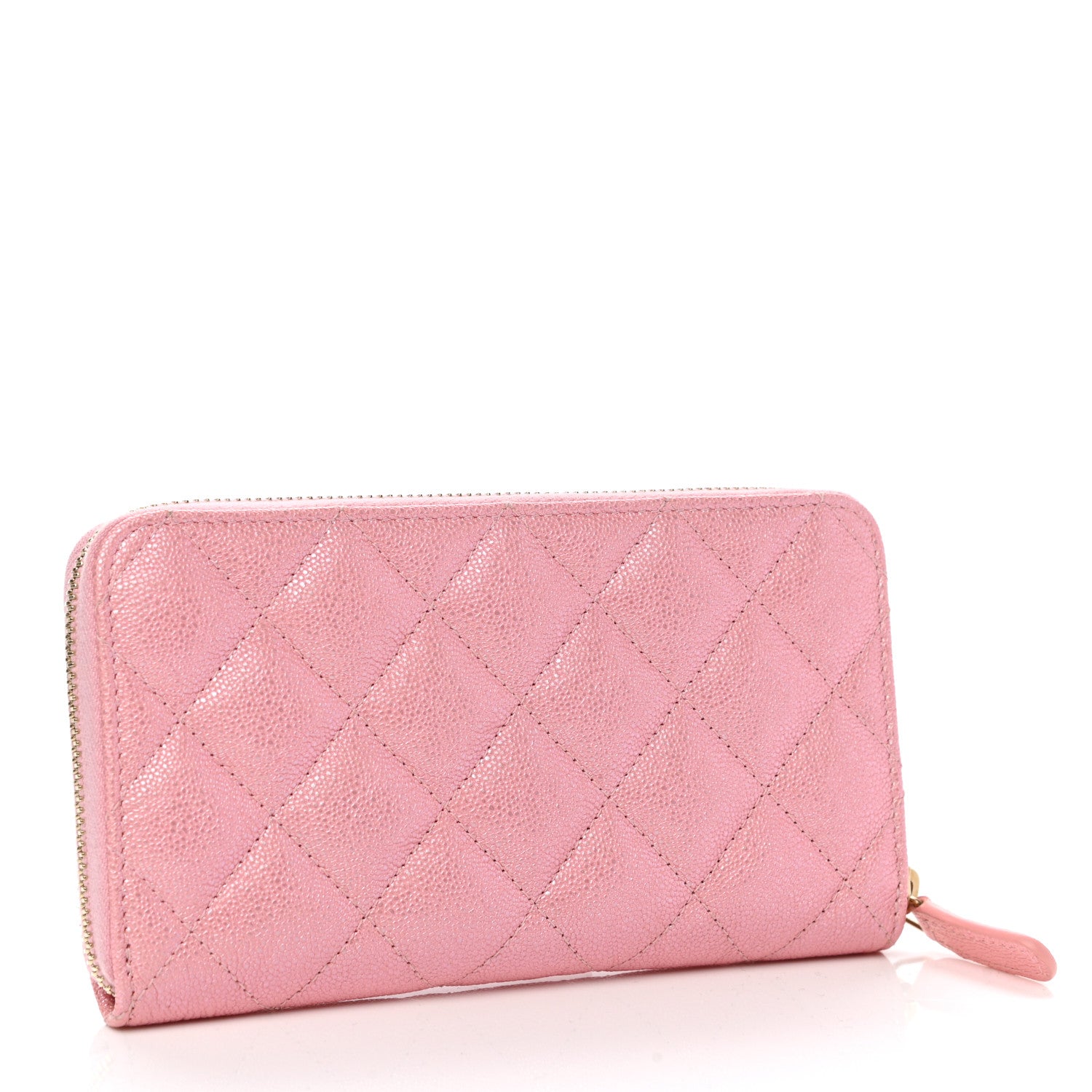 Chanel Iridescent Caviar Quilted Medium Zip Around Wallet Pink 3 of 9