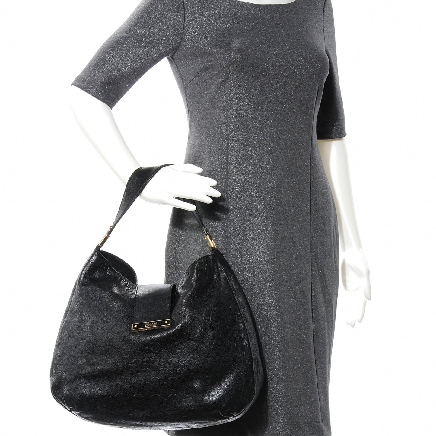 Guccissima New Ladies Web Hobo Black