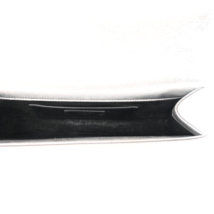 Saint Laurent Textured Metallic Calfskin Classic Monogram Cassandre Clutch Silver 5 of 14