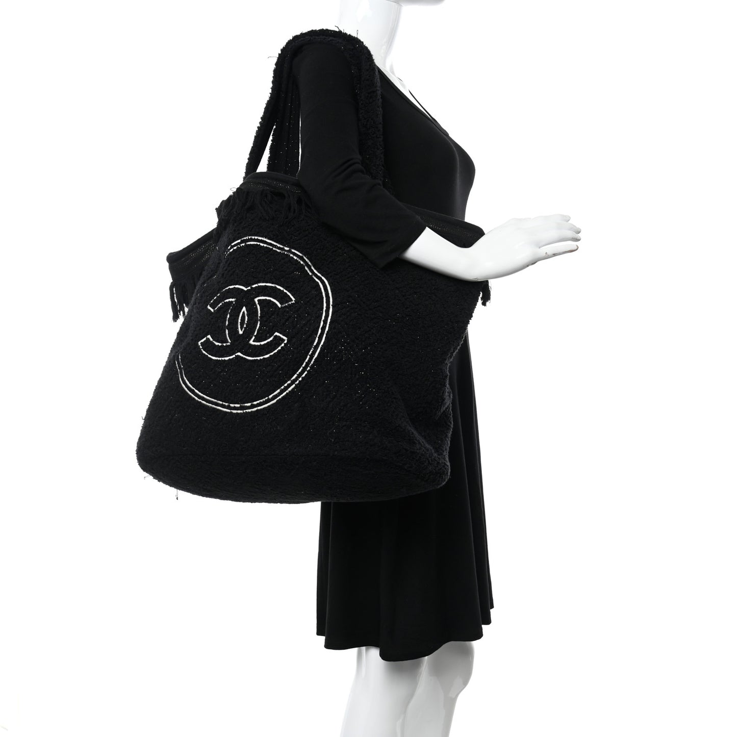 Terry Cotton CC Beach Tote Towel Set Black
