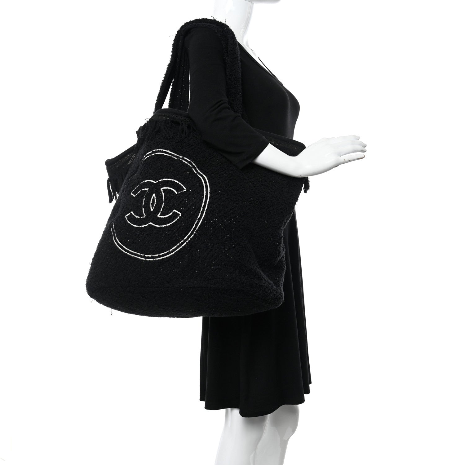 Chanel Terry Cotton CC Beach Tote Towel Set Black 2 of 13