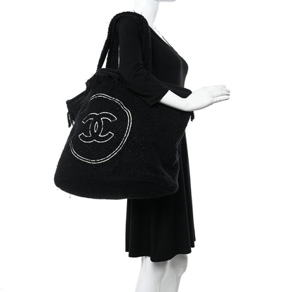 Chanel Terry Cotton CC Beach Tote Towel Set Black 2 of 13