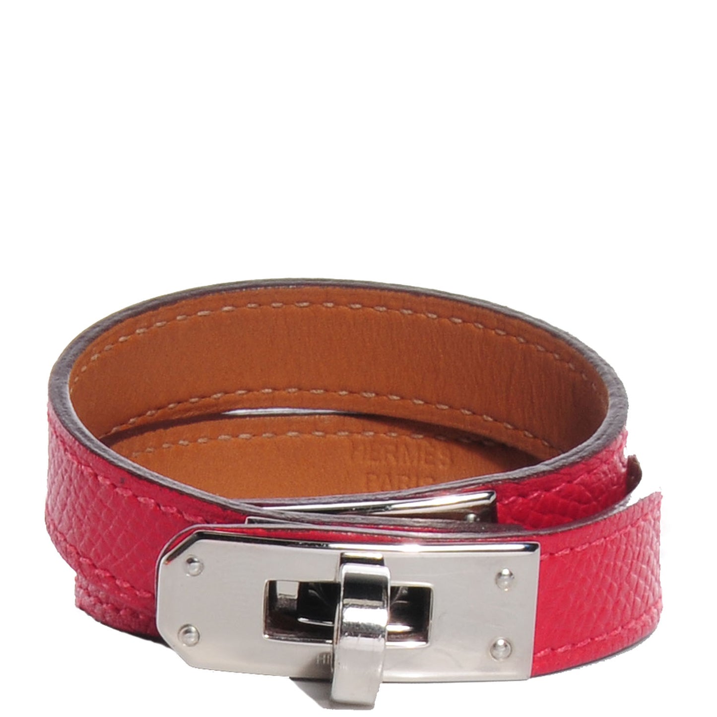 Epsom Kelly Double Tour Bracelet Small Rouge Casaque