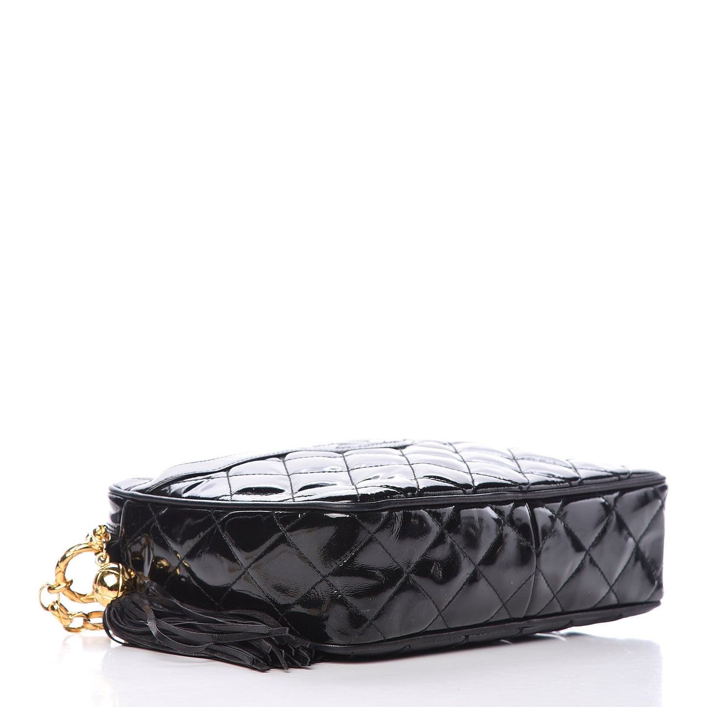 Patent Quilted Tassel Camera Case Black