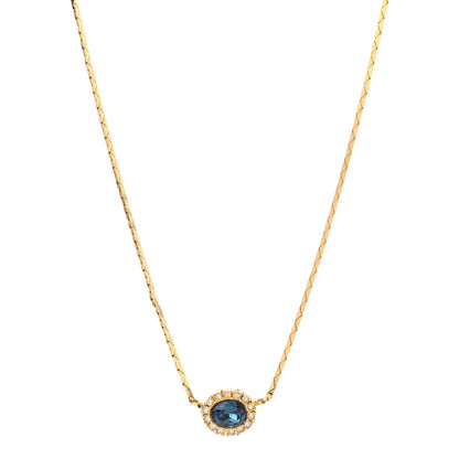 Christian Dior Crystal Chain Necklace Gold Blue 1 of 6