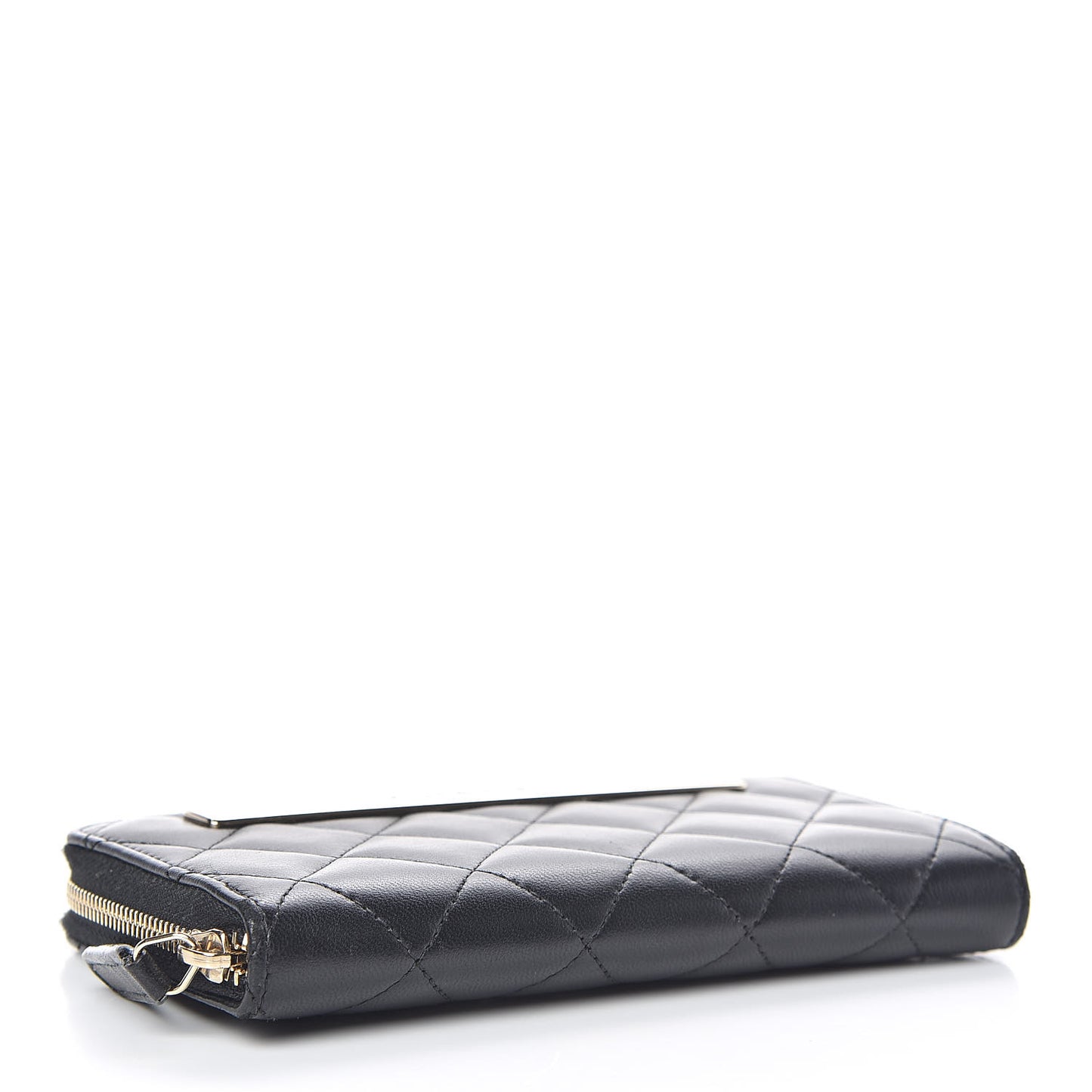 Lambskin Quilted Small Trendy CC Zip Around Wallet Black