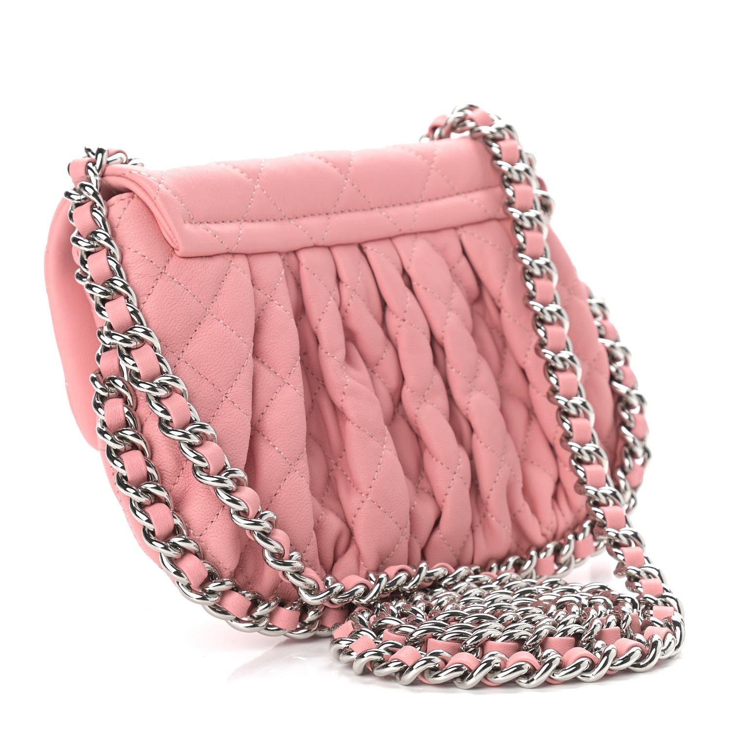 Chanel Washed Lambskin Quilted Mini Chain Around Messenger Pink 3 of 9