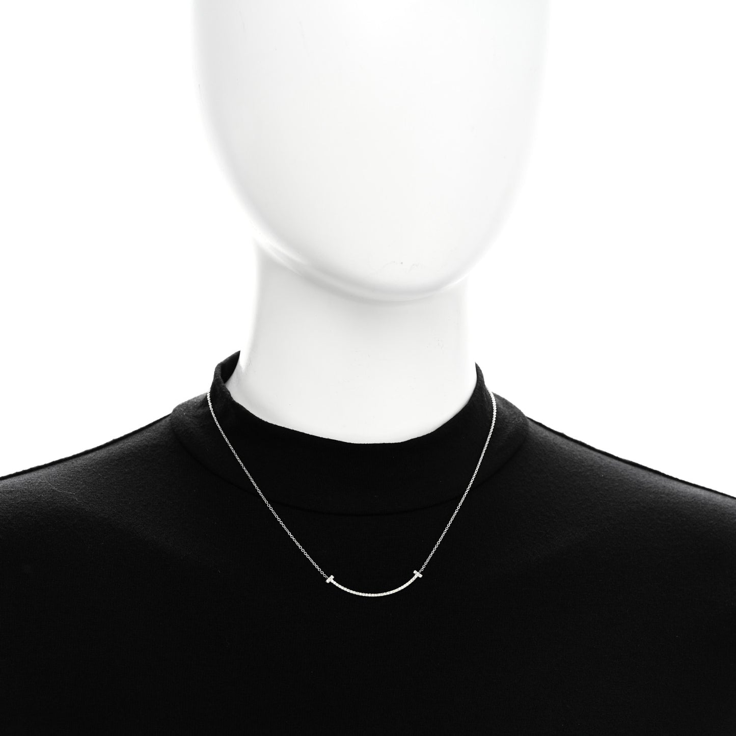 18K White Gold Yellow Sapphire Small T Smile Pendant Necklace