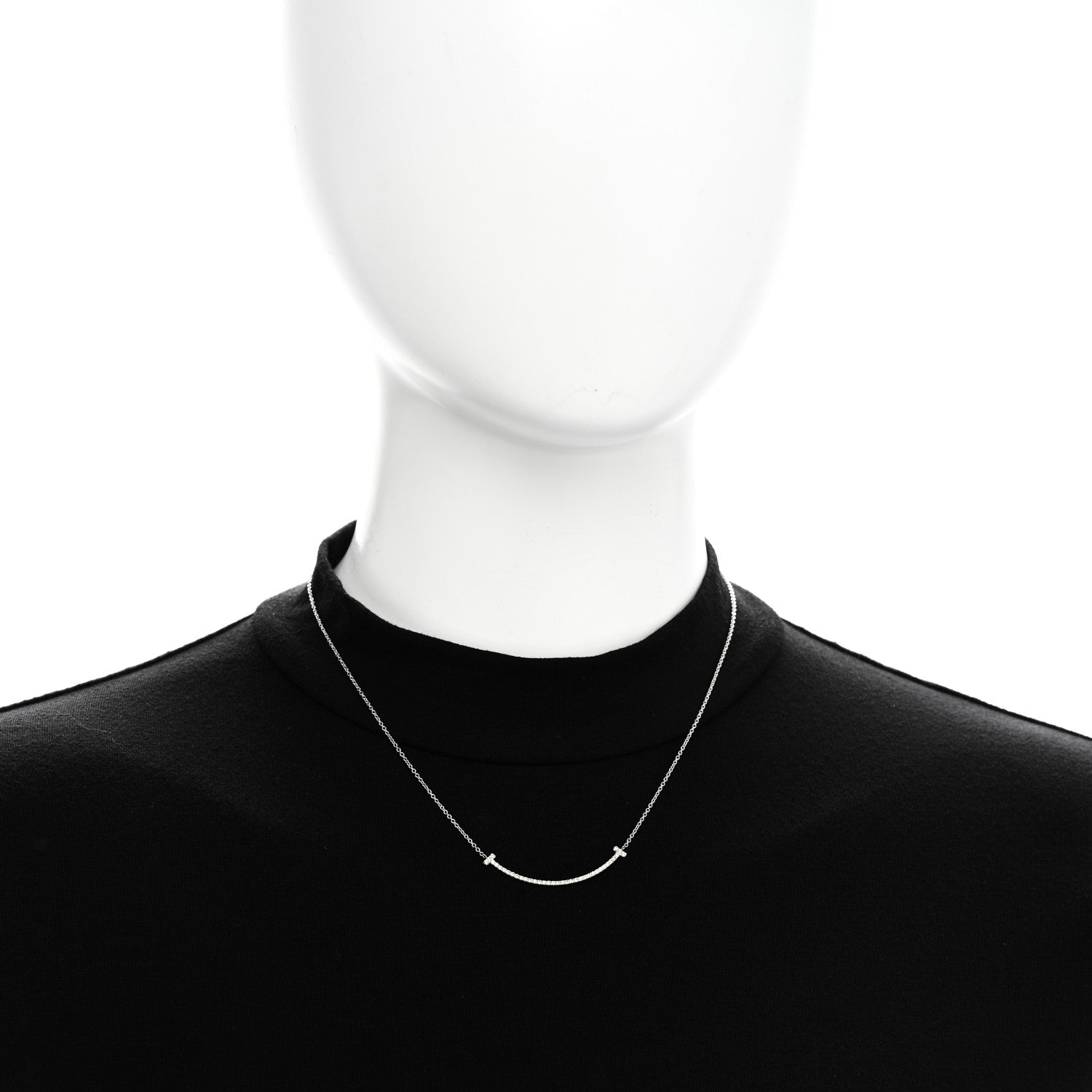 Tiffany 18K White Gold Yellow Sapphire Small T Smile Pendant Necklace 2 of 6