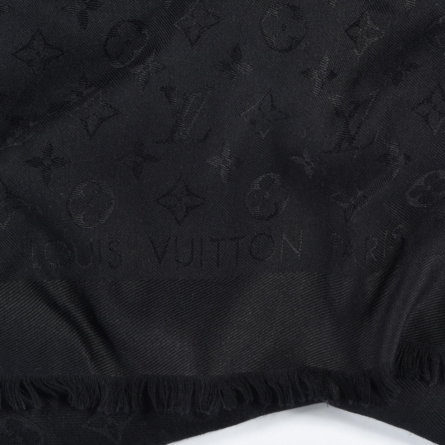 Louis Vuitton Silk Wool Monogram Shawl Black 3 of 4