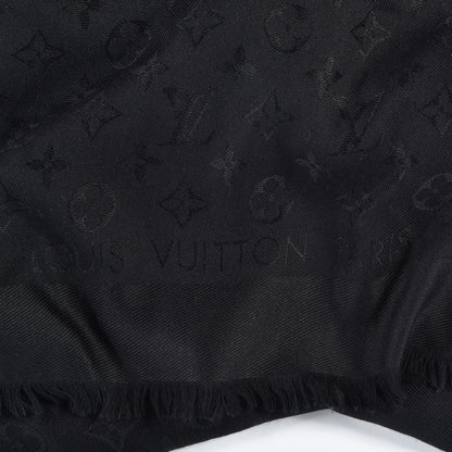 Louis Vuitton Silk Wool Monogram Shawl Black 3 of 4