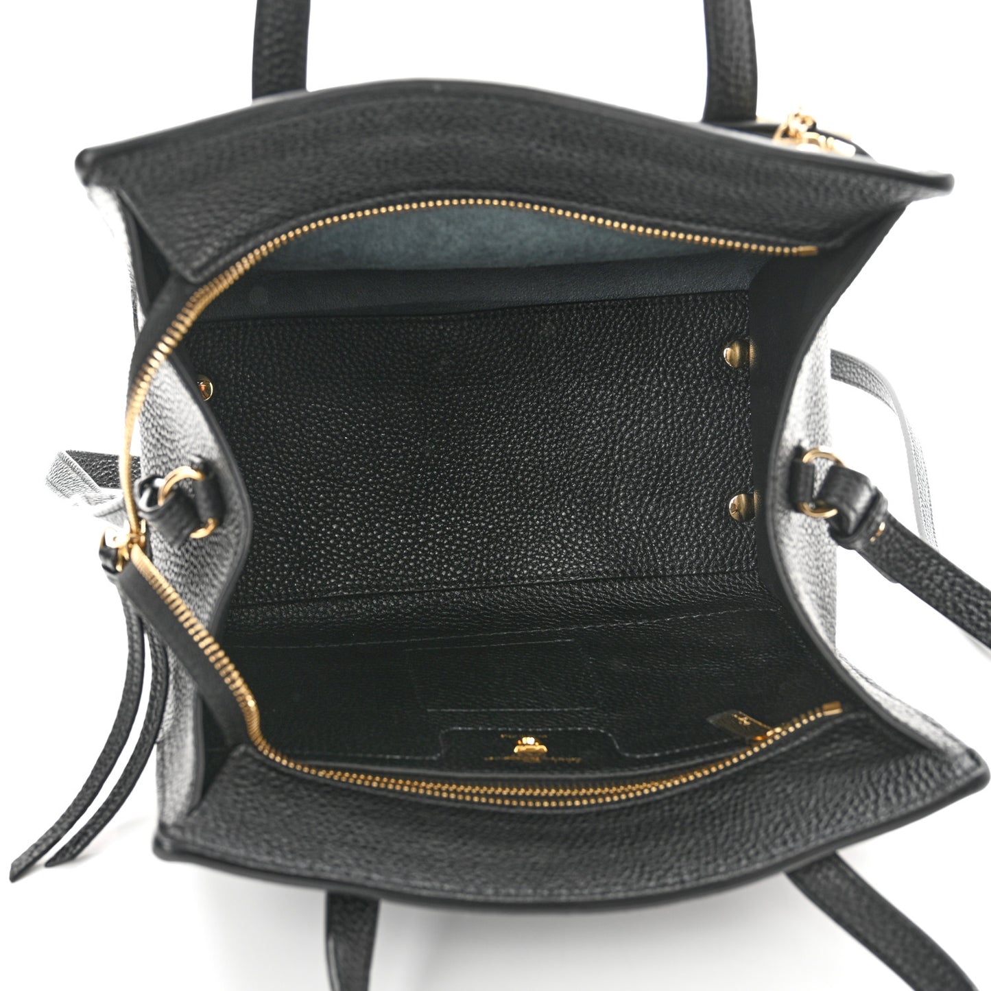 Hammered Calfskin Double Handle Small Amy Tote Black