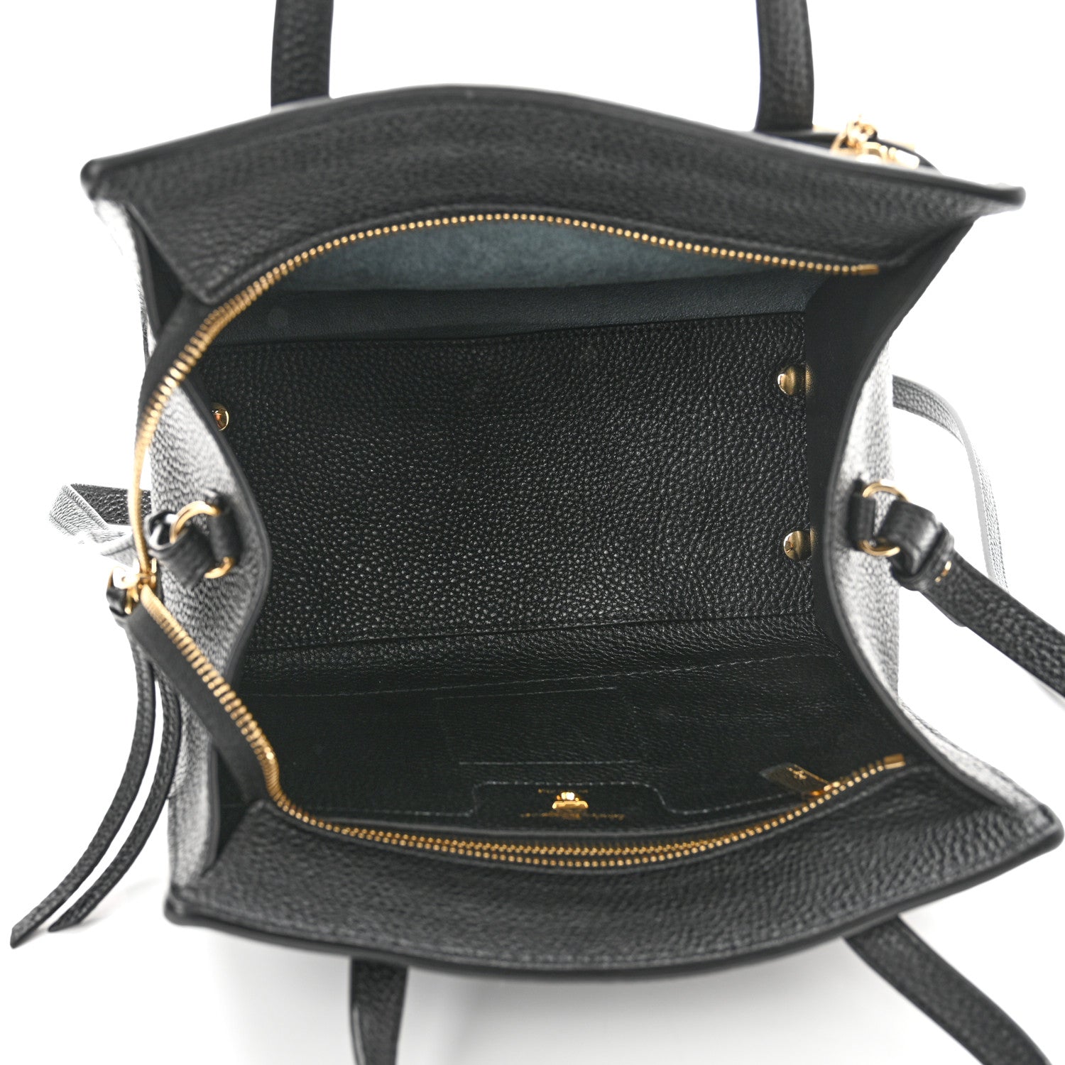 Salvatore Ferragamo Hammered Calfskin Double Handle Small Amy Tote Black 5 of 10