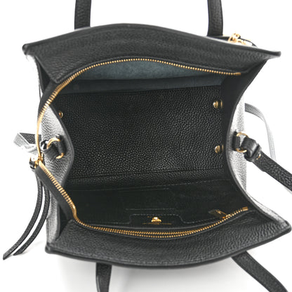 Salvatore Ferragamo Hammered Calfskin Double Handle Small Amy Tote Black 5 of 10