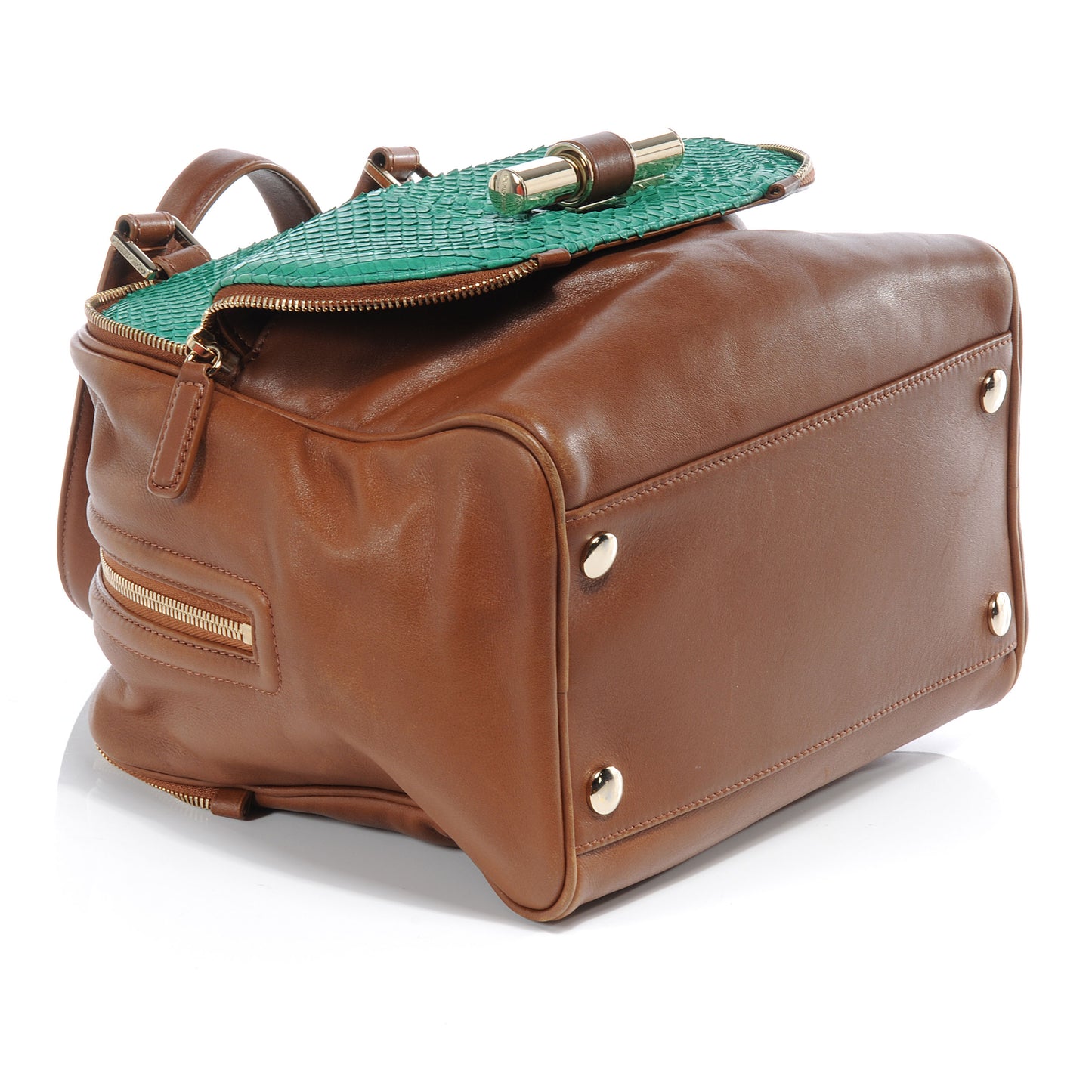 Leather Anaconda Small Justine Bag Light Khaki Green