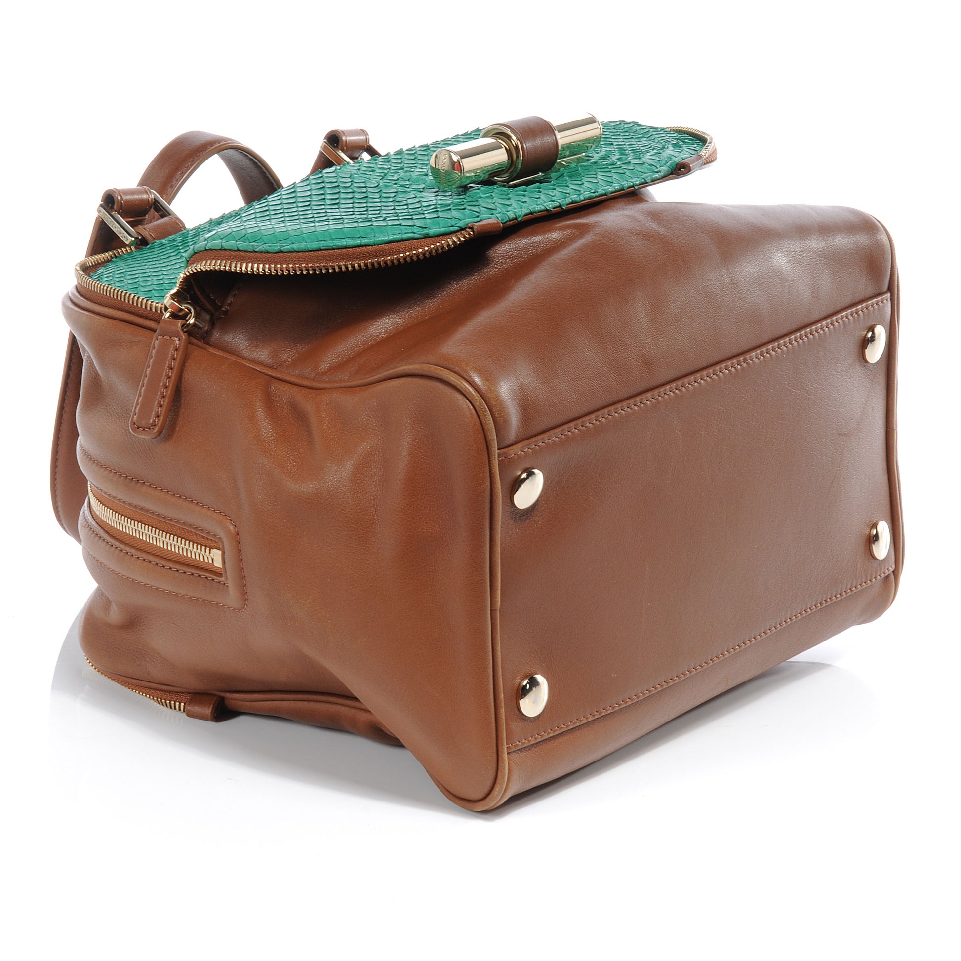 Jimmy Choo Leather Anaconda Small Justine Bag Light Khaki Green 4 of 7