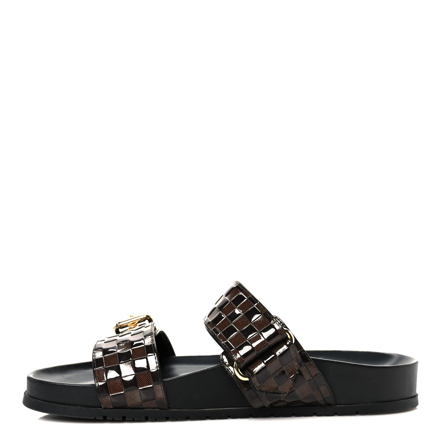 Louis Vuitton Damier Patent Calfskin Bom Dia Flat Sandals 38.5 Ebene 1 of 10