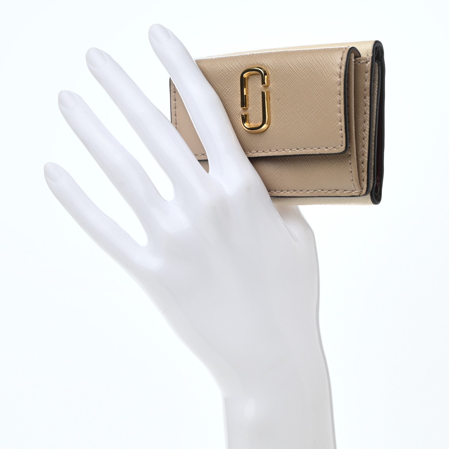Marc Jacobs Saffiano The Mini Trifold Wallet Beige Multicolor 2 of 7