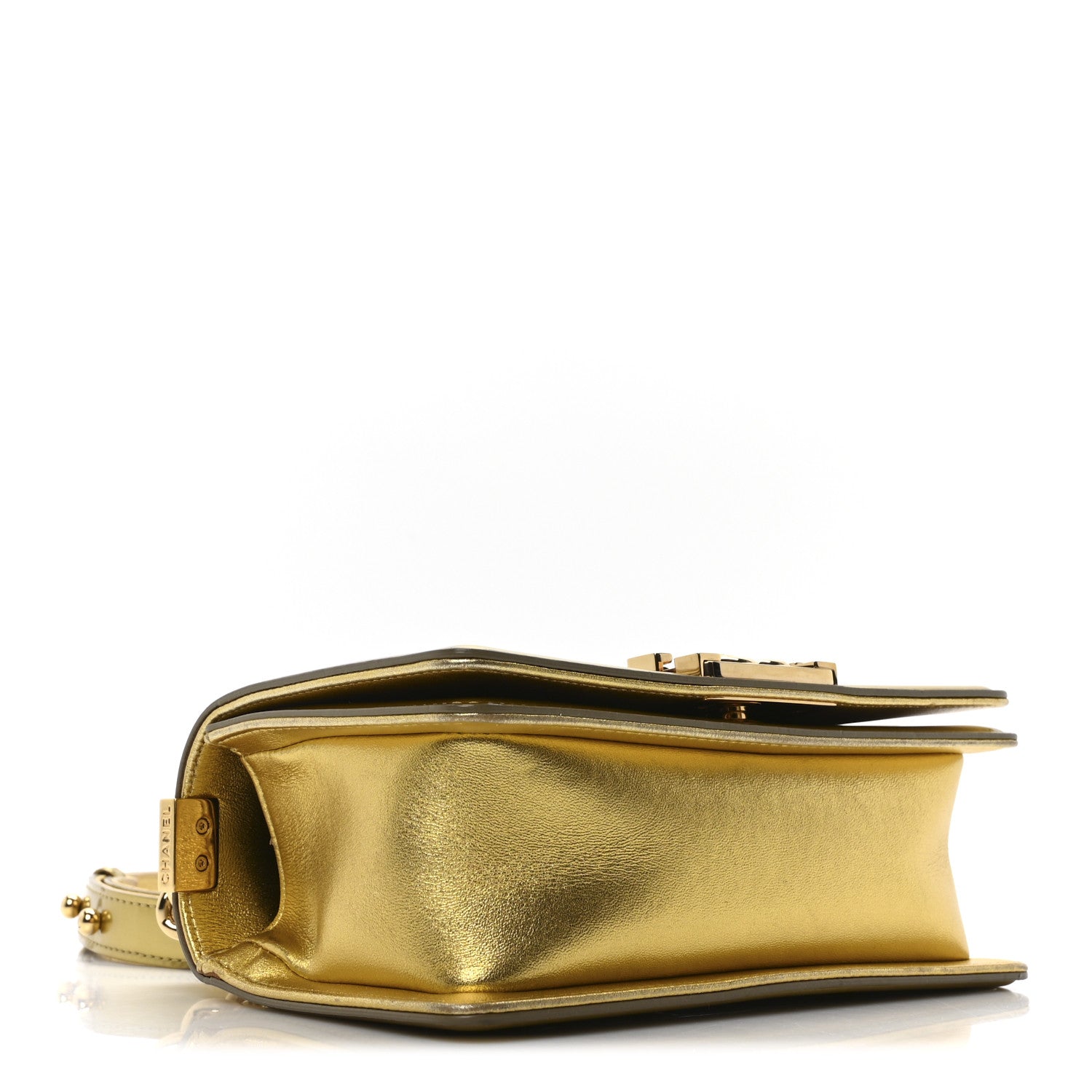 Chanel Metallic Patent Calfskin Quilted Small Boy Flap Gold 4 of 10